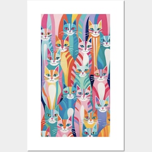 Whisker Rainbow Rhapsody: A Kaleidoscope of Colorful Cat Patterns Posters and Art